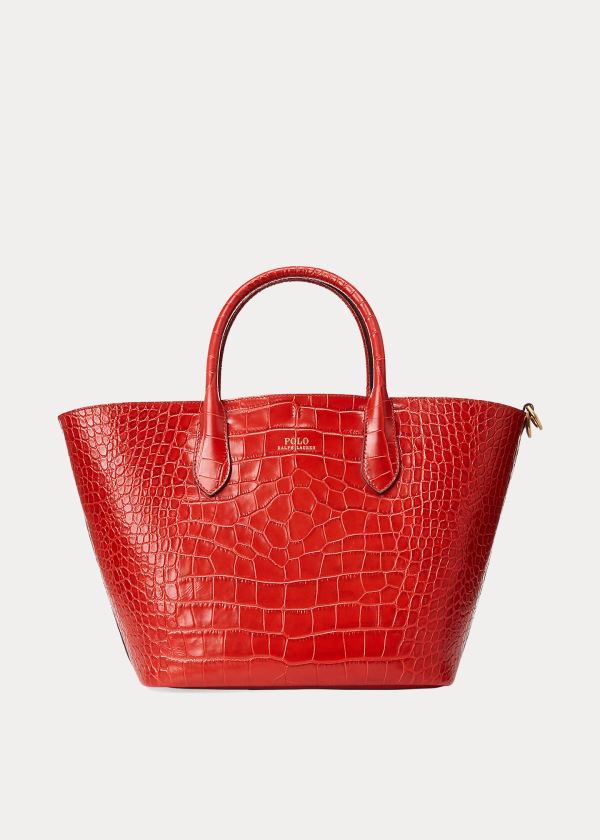 Women's Polo Ralph Lauren Embossed Medium Bellport Tote Bags | 923061JSX